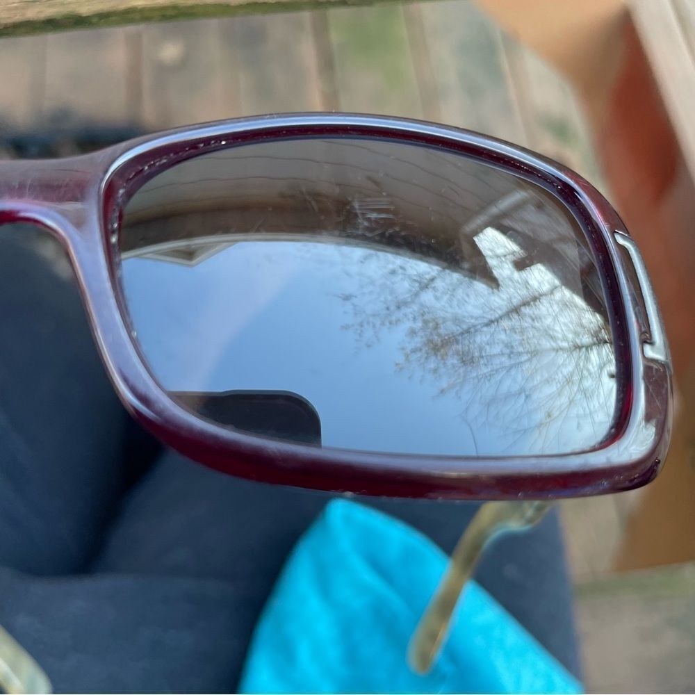 Burberry Red Frame Sunglasses with Signature Check Arms - Picture 8 of 9